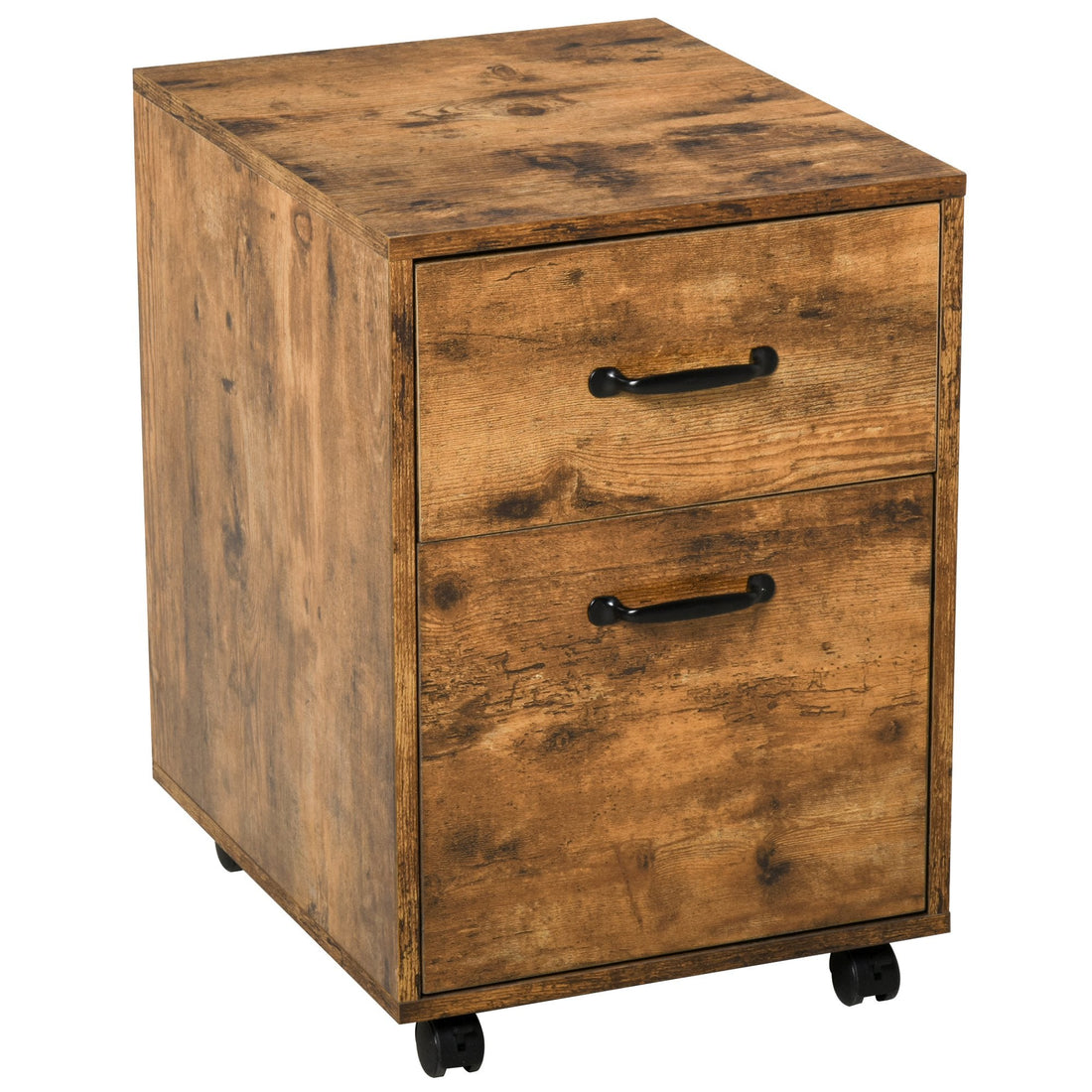Rolling File Cabinet with 2 Drawers, Mobile Filing Cabinet with Hanging File Folder for Letter Sized Documents, Rustic Brown