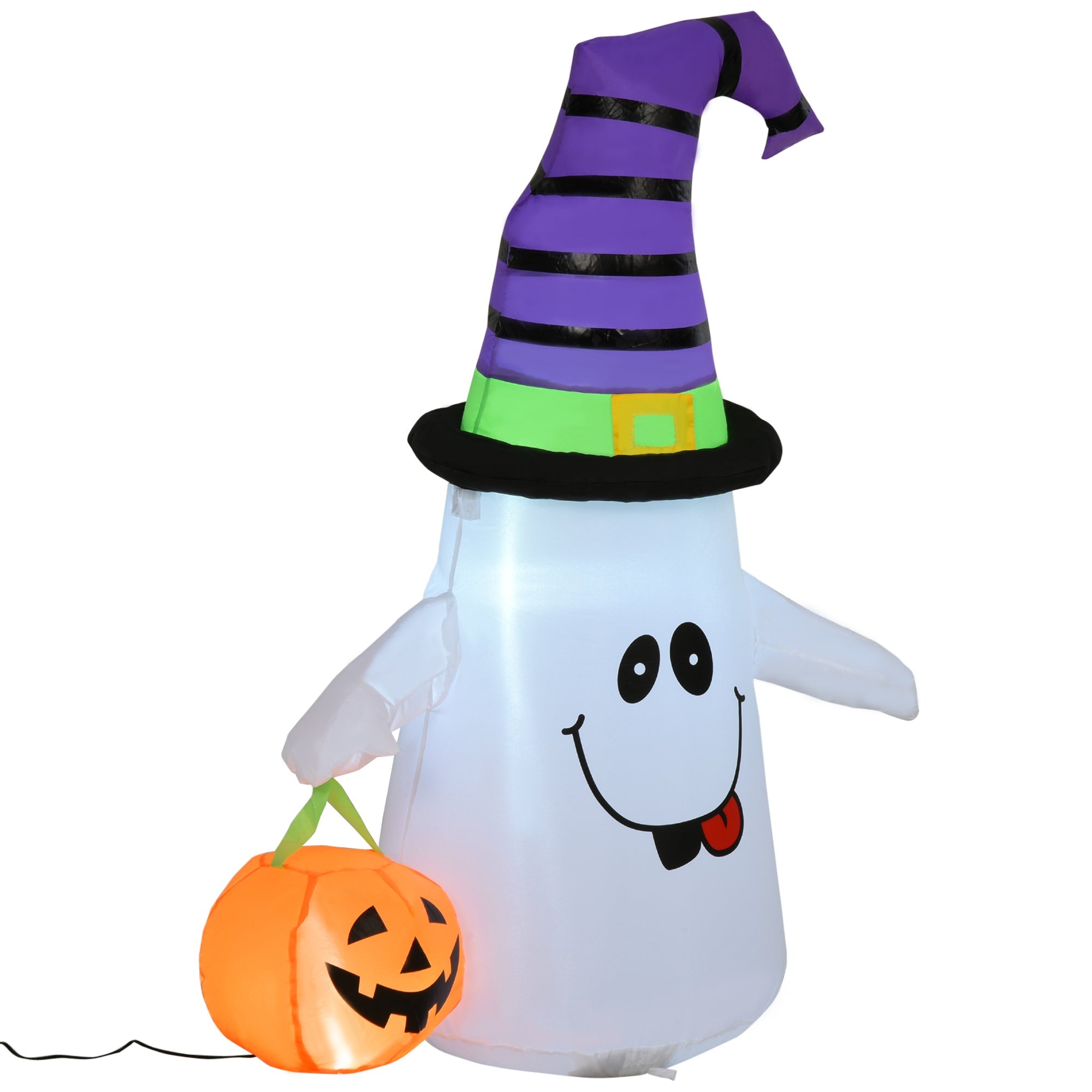 1.2m Witch Ghost Halloween Inflatable Decoration w/ LED Lights Fan Accessories Pumpkin Lantern Kids Adult Fun Weather-Resistant Indoor Outdoor Seasonal