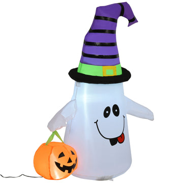 1.2m Witch Ghost Halloween Inflatable Decoration w/ LED Lights Fan Accessories Pumpkin Lantern Kids Adult Fun Weather-Resistant Indoor Outdoor Seasonal