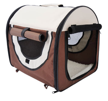 Folding Fabric Soft Pet Crate, 46Lx36Wx41H cm - Brown