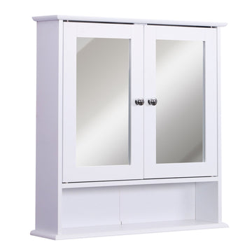 Wall-mounted Bathroom Cabinet Mirror Door Organiser Storage Shelves Living Room White