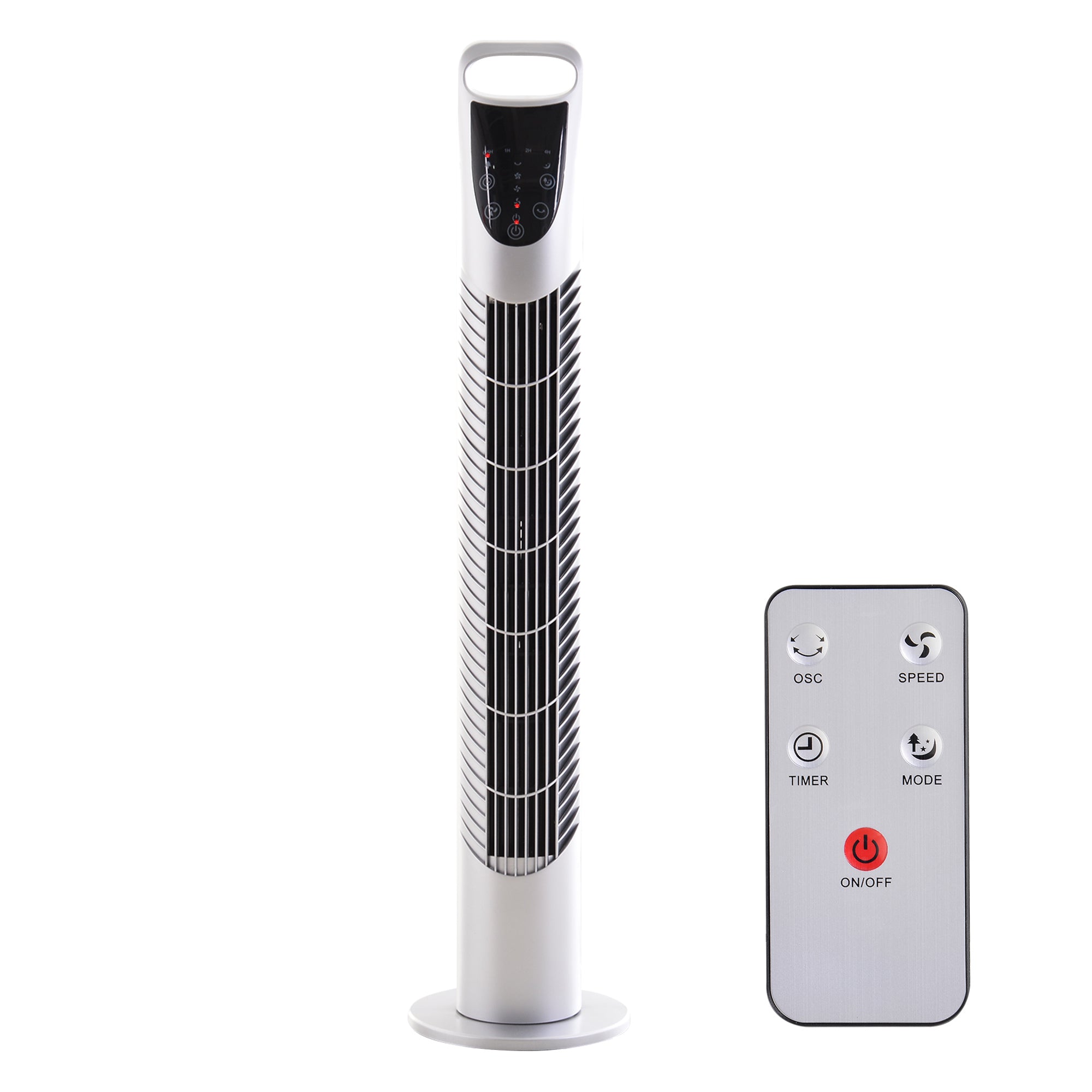 31" Oscillating Tower Fan with Remote Control, 7.5H Timer, 3 Speed 3 Modes, Electric Floor Standing Cooling Fan for Home Bedroom Office, Silver