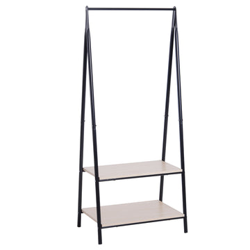 Clothes Rail, Freestanding Metal Clothes Rack with 2 Tier Storage Shelves for Bedroom and Entryway, 64 x 42.5 x 149 cm, Black Frame