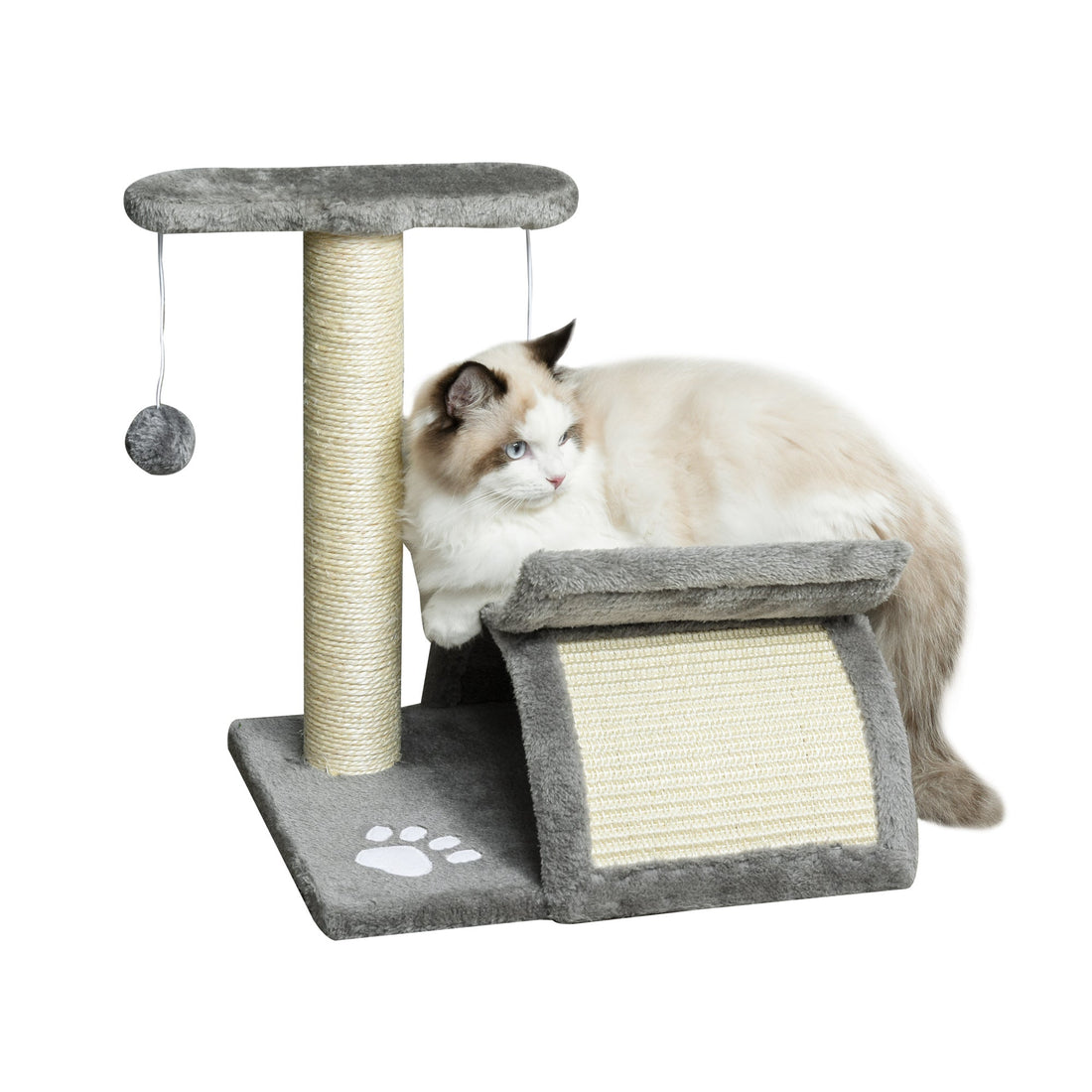 Cat Tree, Cat Tower for Kittens with Rotatable Top Bar, Sisal Scratching Post, Tunnel, Dangling Balls - Grey