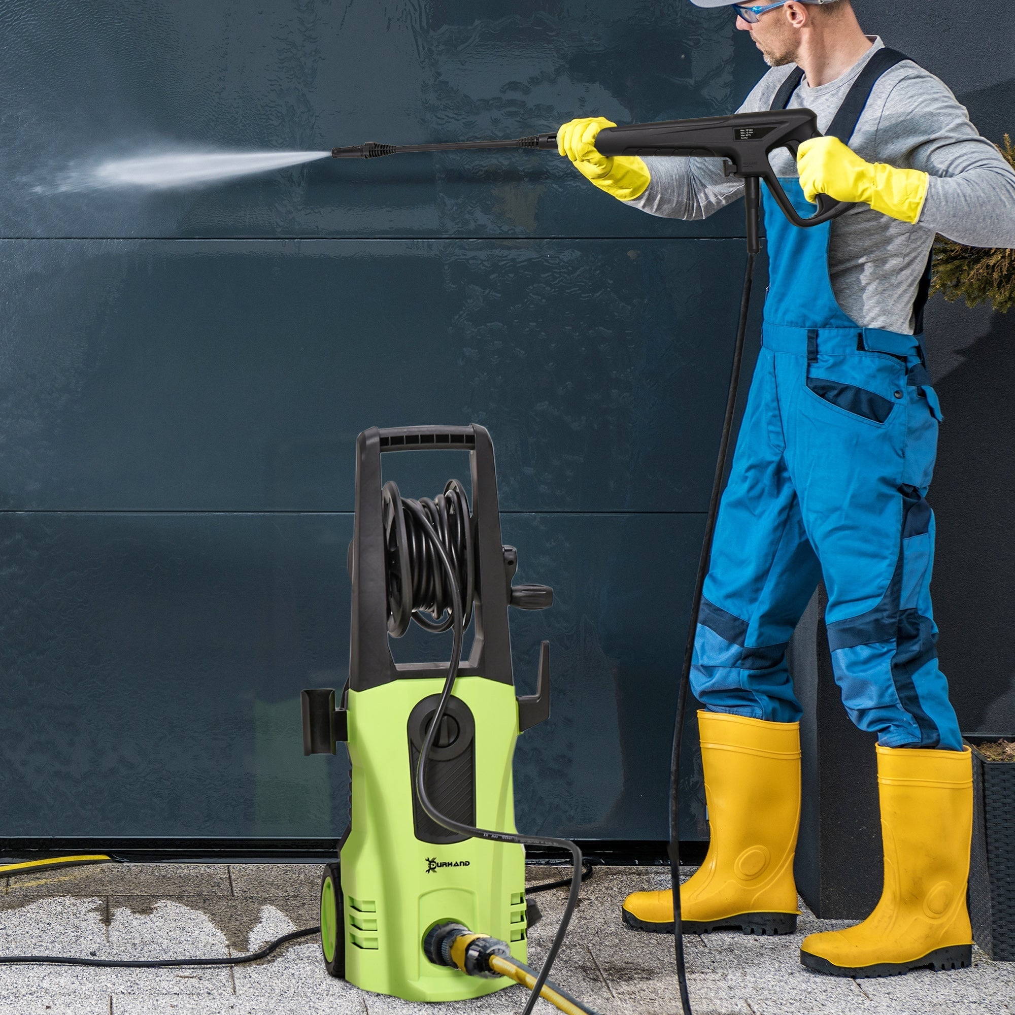 1800W High Pressure Washer, 150 Bar Pressure, 510 L/h Flow, High-Performance Portable Power Jet Wash Cleaner Green