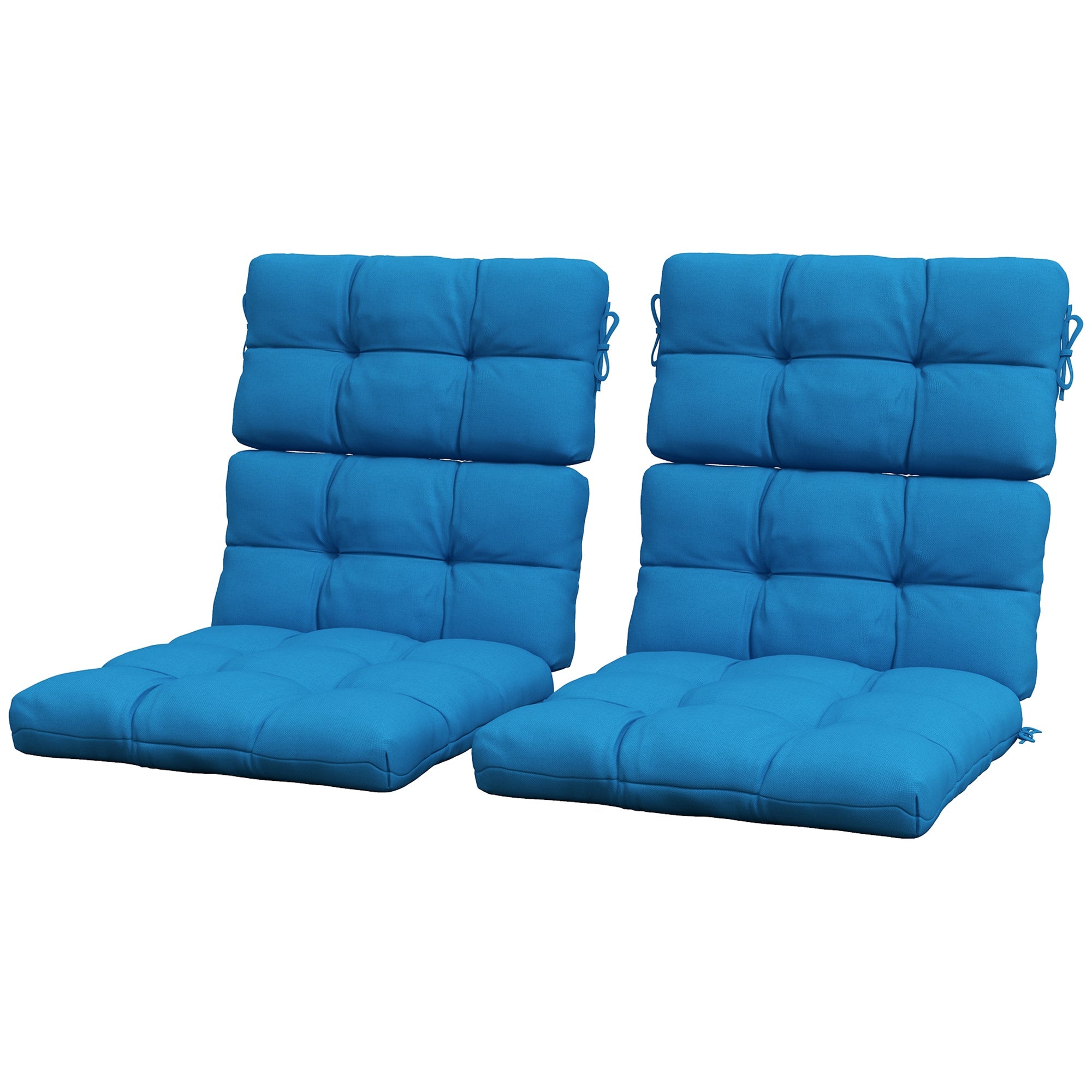 2-Piece Seat Cushion Replacement with Backrest, Garden Patio Chair Cushions Set with Ties, Blue