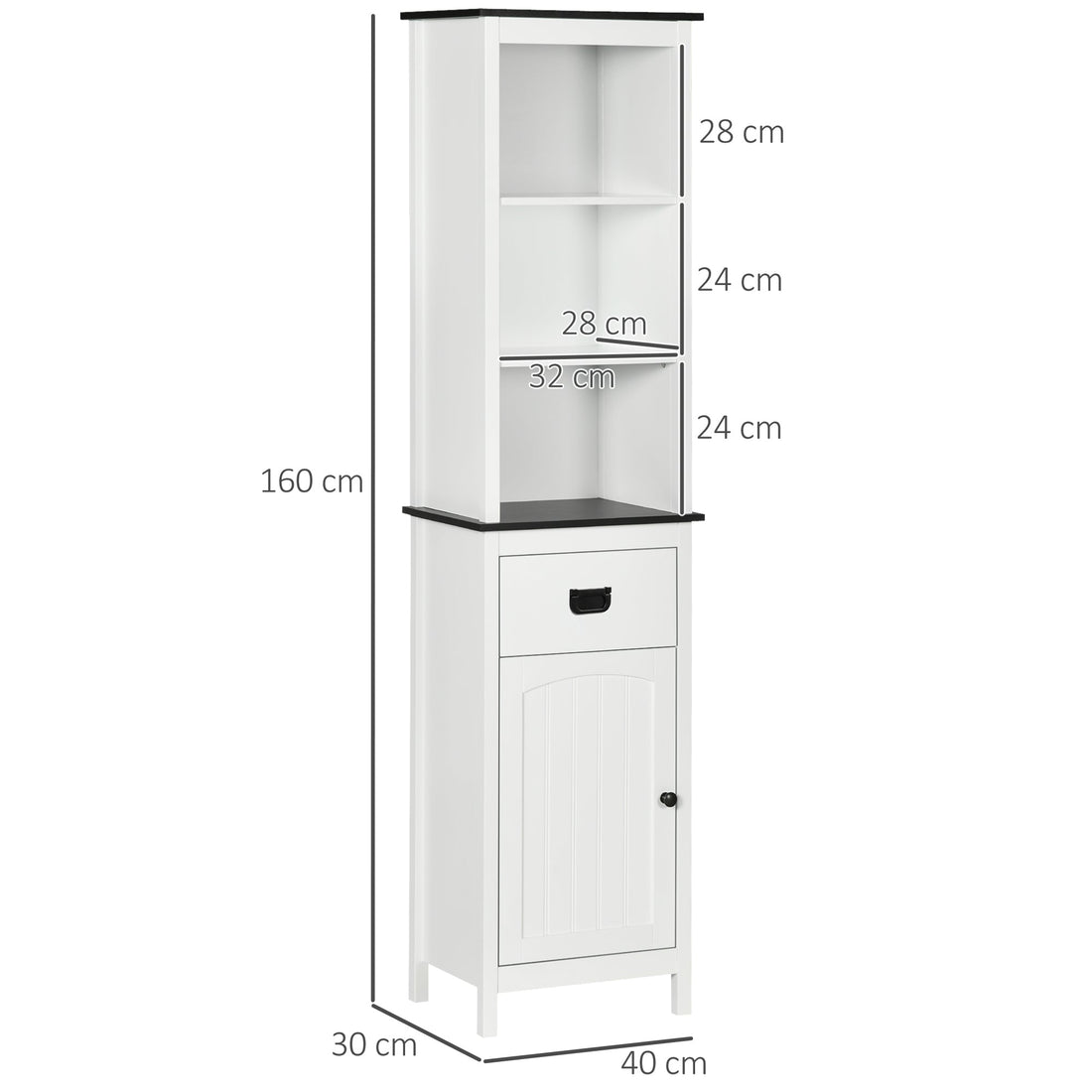 Tall Bathroom Cabinet, Freestanding Tallboy Storage Unit with Drawer and Adjustable Shelf for Living Room, White
