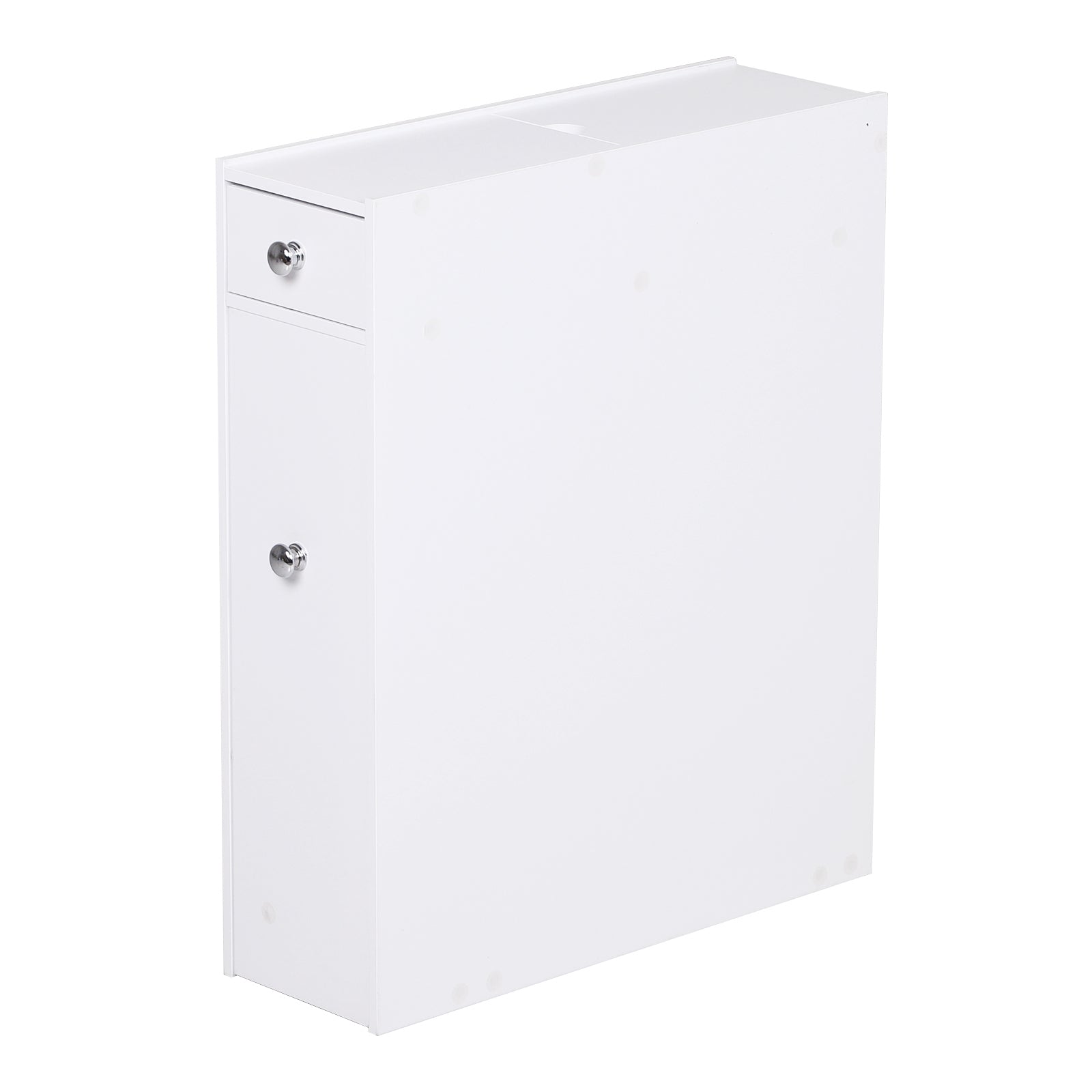 Bathroom Slim Floor Cabinet Narrow Wooden Storage Home Bath Toilet Cupboard Organiser Unit with Drawers White