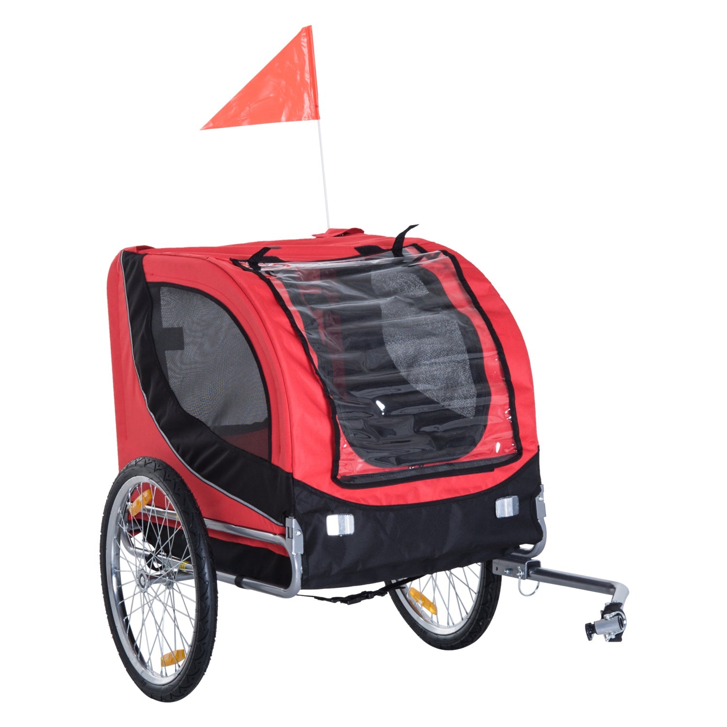 Steel Dog Bike Trailer Pet Cart Carrier for Bicycle Kit Water Resistant with Hitch Coupler Travel Black and Red