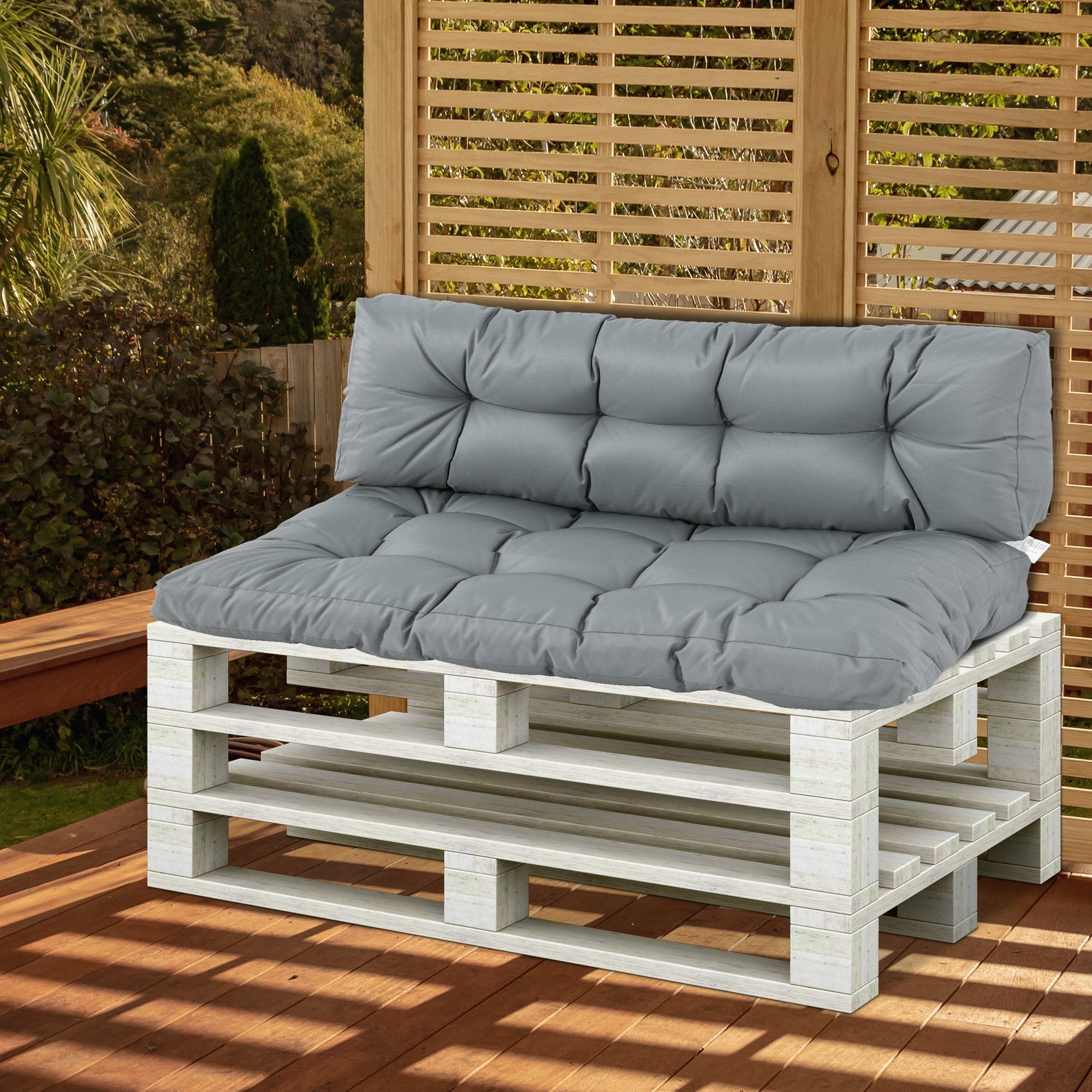 2Pcs Garden Tufted Pallet Cushions Seat Pad Back Cushion Indoor Outdoor Grey