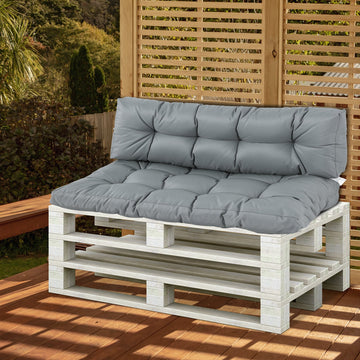 2Pcs Garden Tufted Pallet Cushions Seat Pad Back Cushion Indoor Outdoor Grey