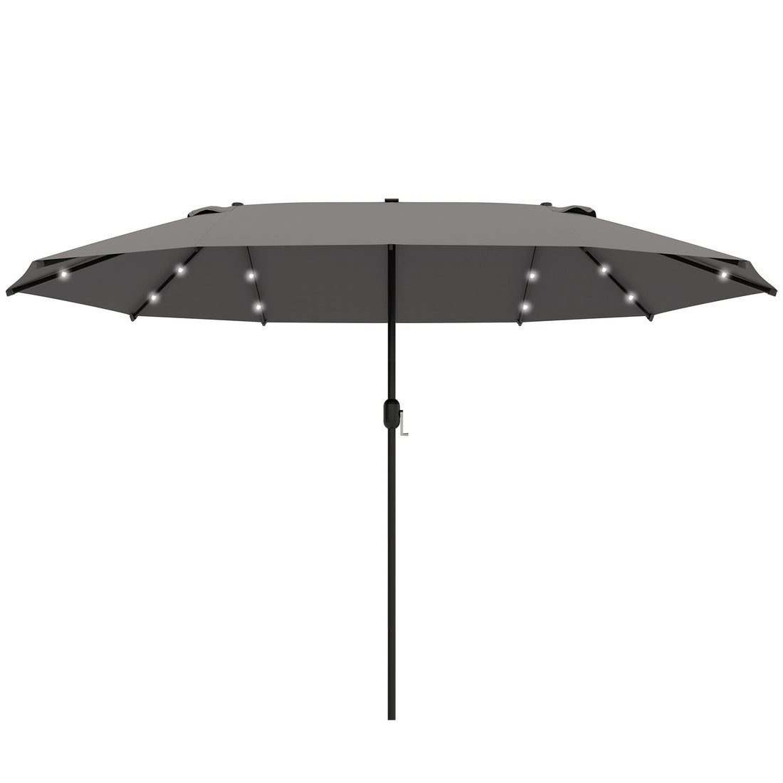 4.4m Double-Sided Sun Umbrella Patio Parasol LED Solar Lights Dark Grey