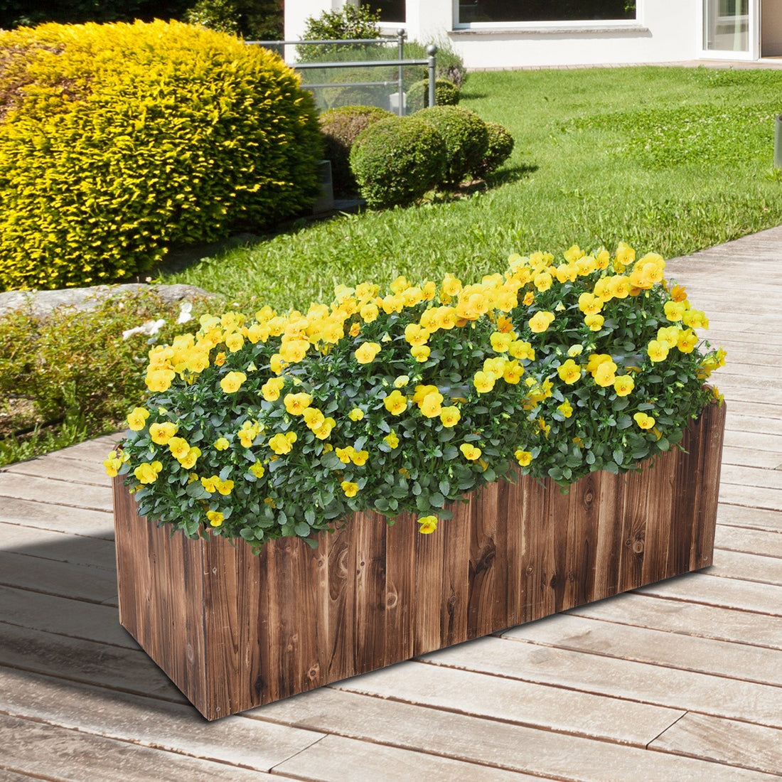 172L Raised Garden Bed, Wooden Rectangle Planter Box, Outdoor Herb Vegetable Flower Pot (120L x 40W x 40H cm)