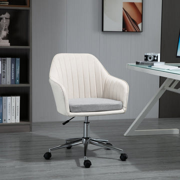 Home Office Chair Comfortable Computer Desk Chair Swivel Task Chair with Golden Base, Vanity Chair for Teens Adults Bedroom, Beige