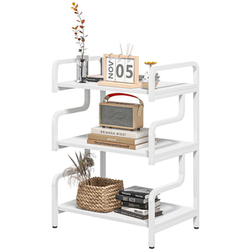3-Tier Printer Stand with Storage Shelves, Printer Table, 55 x 40 x 77cm Printer Shelf for Home Office, Study, White