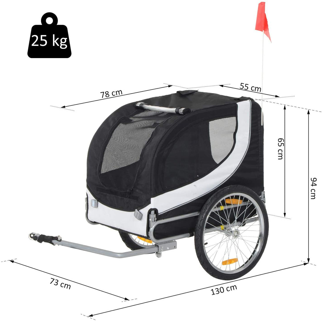 Steel Dog Bike Trailer Pet Cart Carrier for Bicycle Kit Water Resistant with Hitch Coupler Travel White and Black