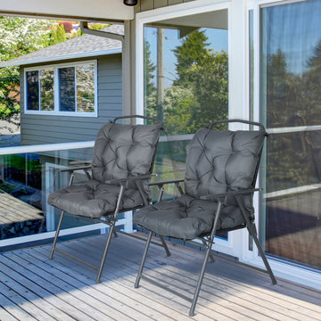 Set of Two Outdoor Seat Cushions - Dark Grey