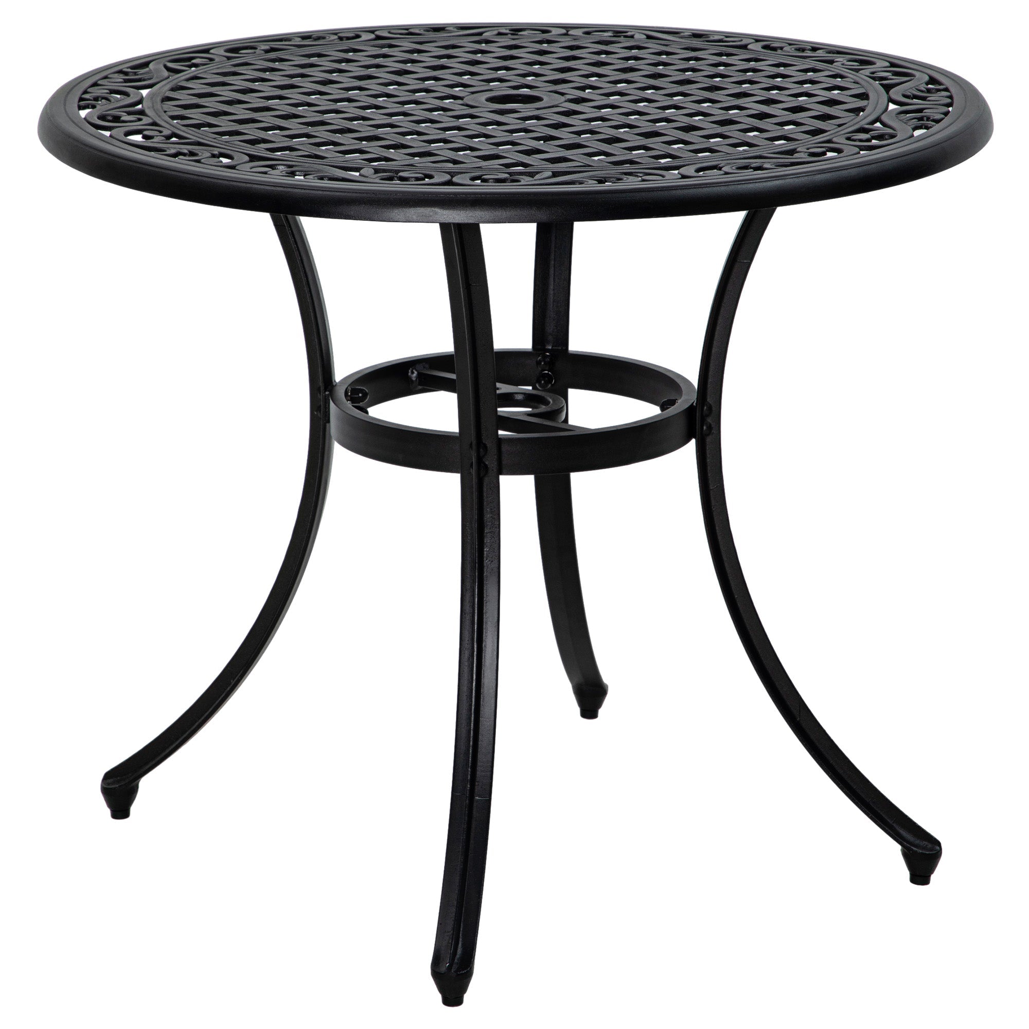 Φ90cm Four-Seated Round Aluminium Garden Table, with Parasol Hole