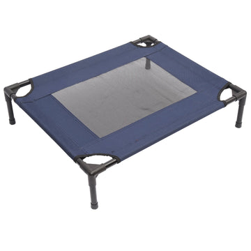 Raised Dog Bed Cat Elevated Lifted Puppy Pet Elevated Cot Portable Camping Basket – Blue (Medium)