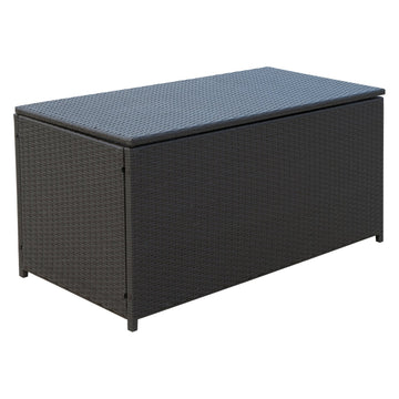 284 L Rattan Garden Storage Box, Outdoor Garden Storage Box with Gas Lift and Lockable Lid, Outdoor Wicker Rattan Chest Container for Garden Tools, 118 x 54 x 59 cm, Dark Brown