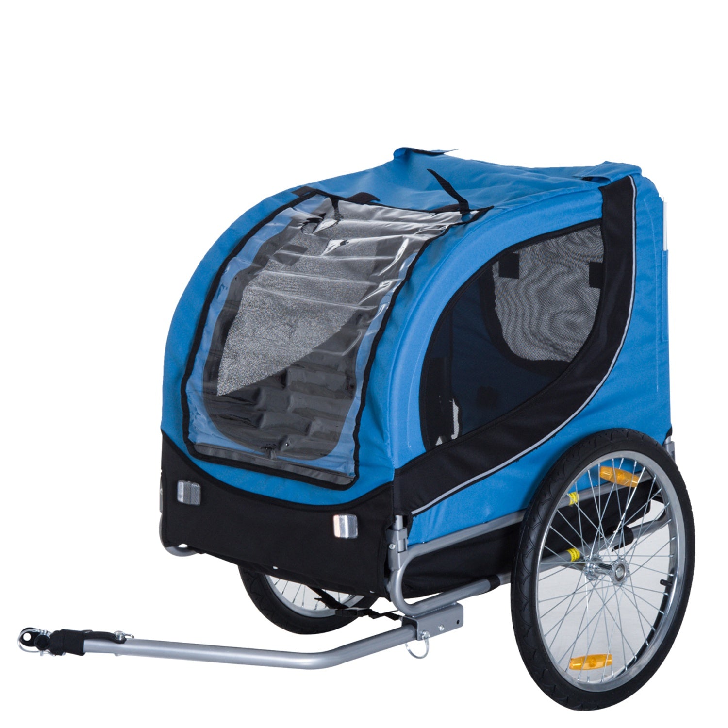 Steel Dog Bike Trailer Pet Cart Carrier for Bicycle Kit Water Resistant with Hitch Coupler Travel Black and Blue