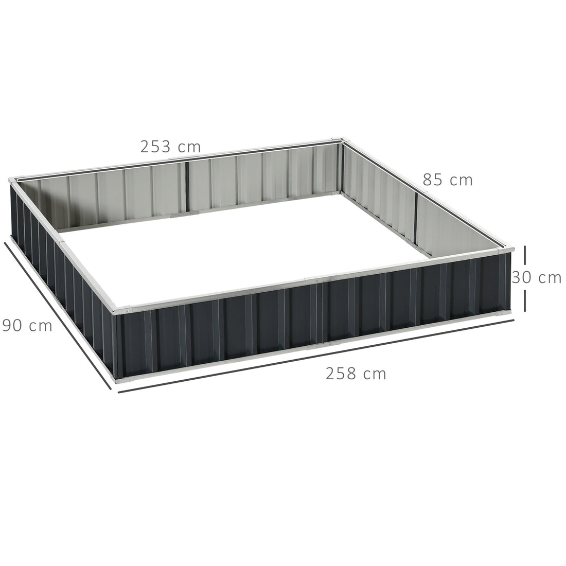 645L Metal Raised Garden Bed, DIY Large Steel Planter Box, No Bottom w/ A Pairs of Glove for Backyard, Patio to Grow Vegetables, Herbs, and Flowers, 258cmx90cm