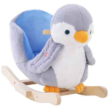 Children Kids Animal Rocking Horse Penguin Plush Musical Button 32 Songs Kid Rocker for 18+ Months