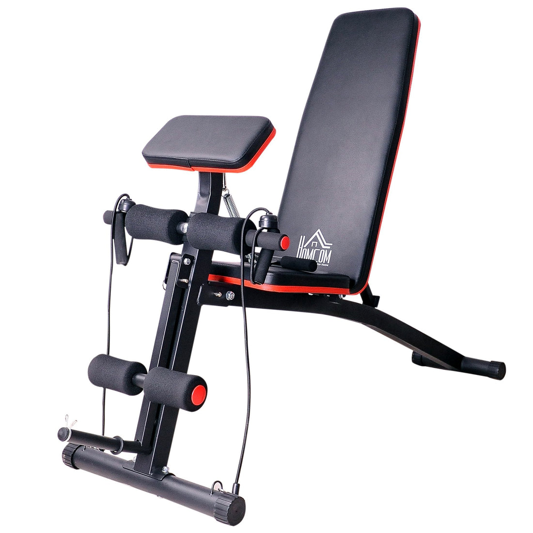 Foldable Weight Bench, Adjustable Strength Training Sit Up Ab Bench, Incline/Decline, Red