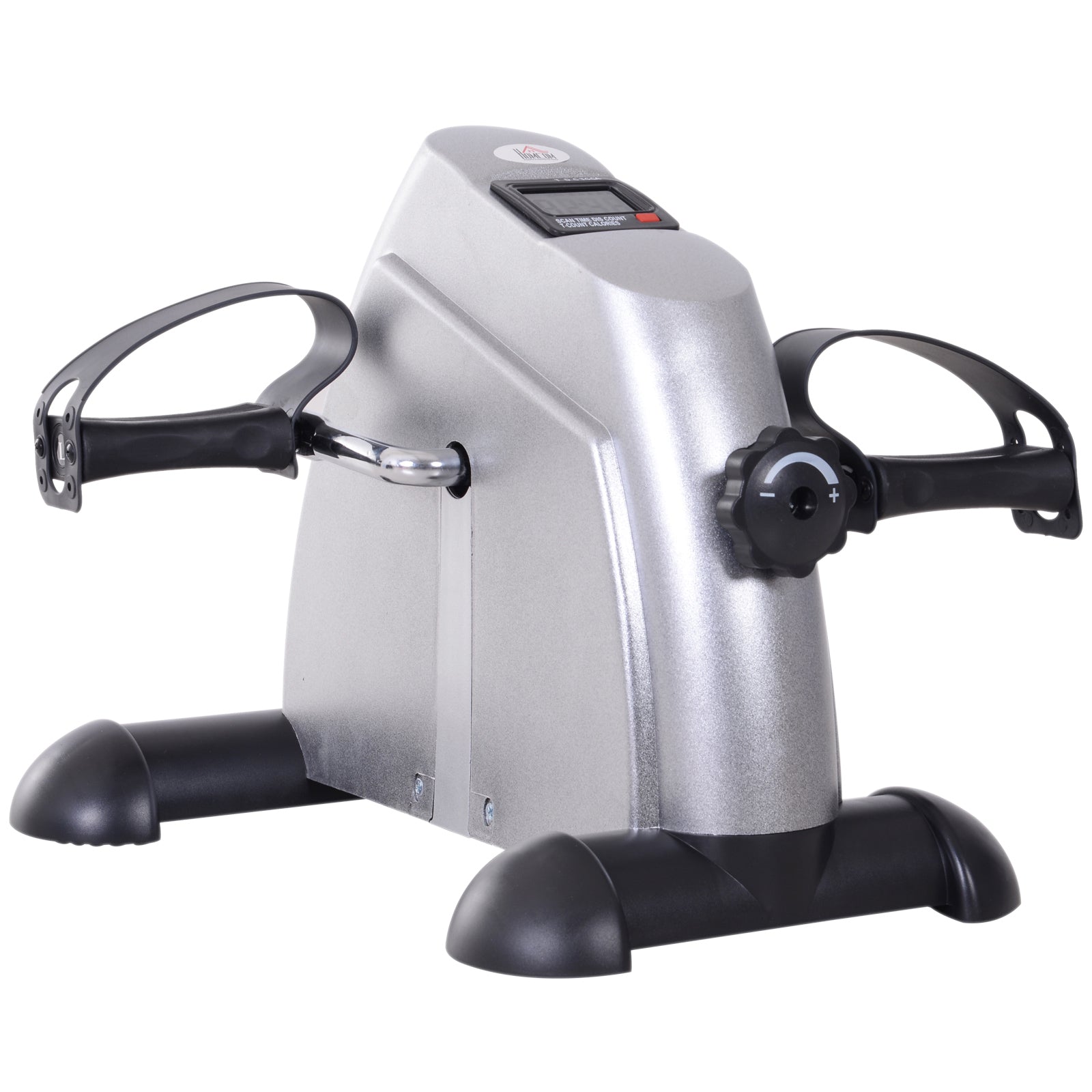 Mini Exercise Bike, Portable Pedal Exerciser, Under Desk Bike with LCD Display for Legs and Arms Training, Silver Tone