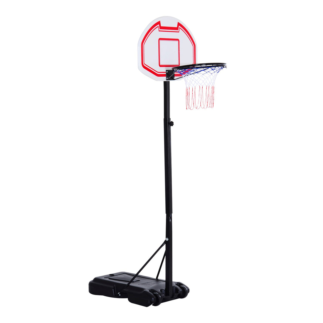 Basketball Hoop Outdoor, Portable Basketball Hoop and Stand with Weighted Base, Portable on Wheels, 1.55-2.1m, for Teens, Juniors, Adults, White