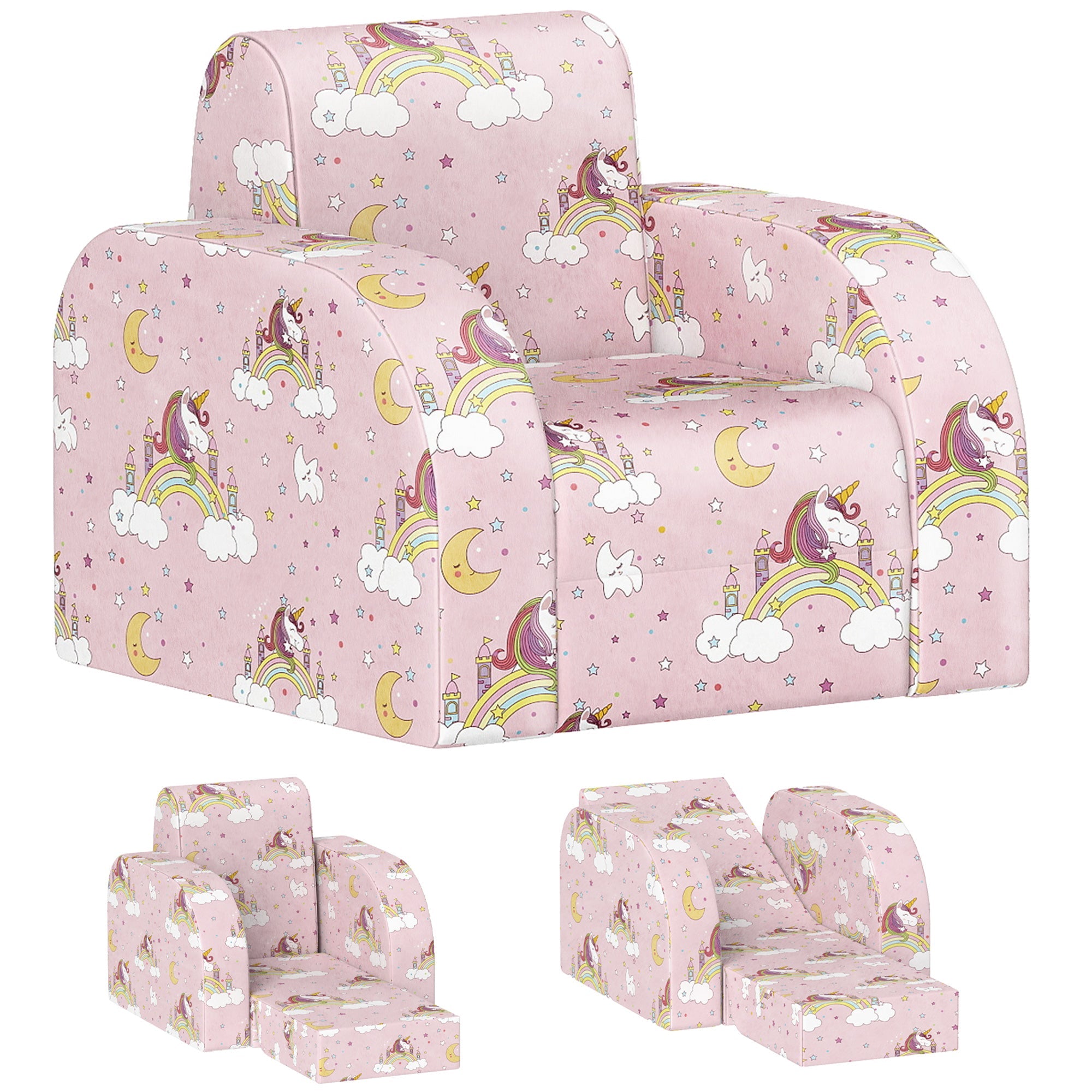Foldable Toddler Chair Soft Snuggle Sponge Filled for Bedroom Playroom, Aged 18 Months to 3 Years - Pink