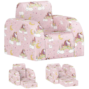 Foldable Toddler Chair Soft Snuggle Sponge Filled for Bedroom Playroom, Aged 18 Months to 3 Years - Pink