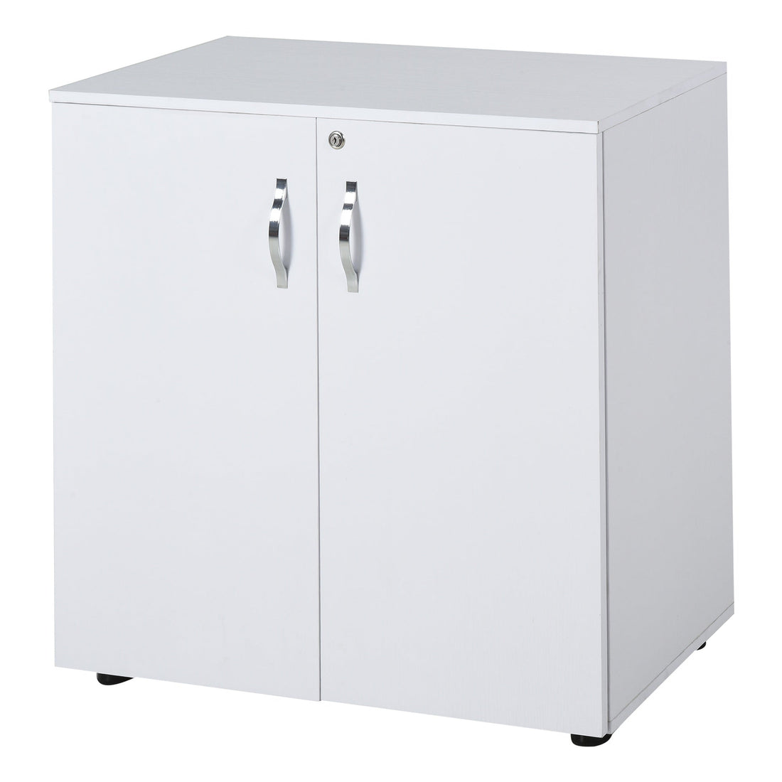 Two-Tier Locking Office Storage Cabinet - White