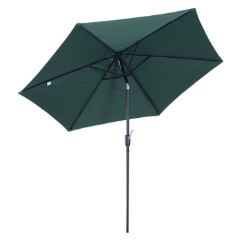 2.6M Garden Parasol Umbrella with Tilt and Crank, Outdoor Sun Parasol Sunshade Shelter with Aluminium Frame, Green