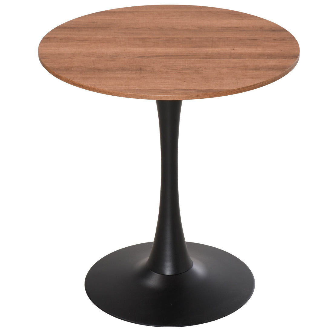 Modern Round Dining Table Leisure Coffee Bistro Table with Metal Base for Kitchen & Dining Room Brown