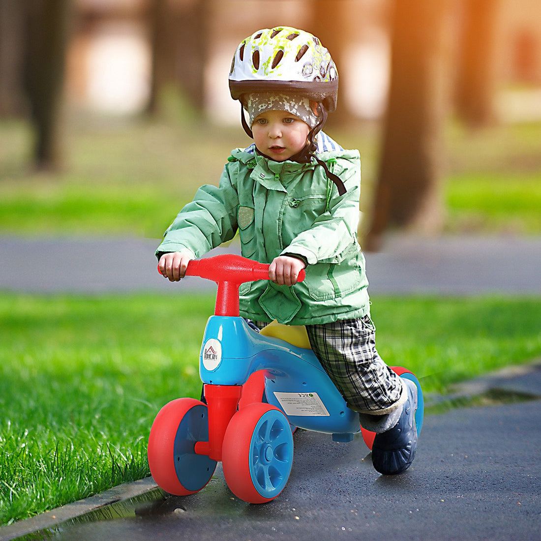 Baby Balance Bike Toddler Training Walker Smooth Rubber Wheels Ride on Toy Storage Bin Gift for Boys Girls Blue Red