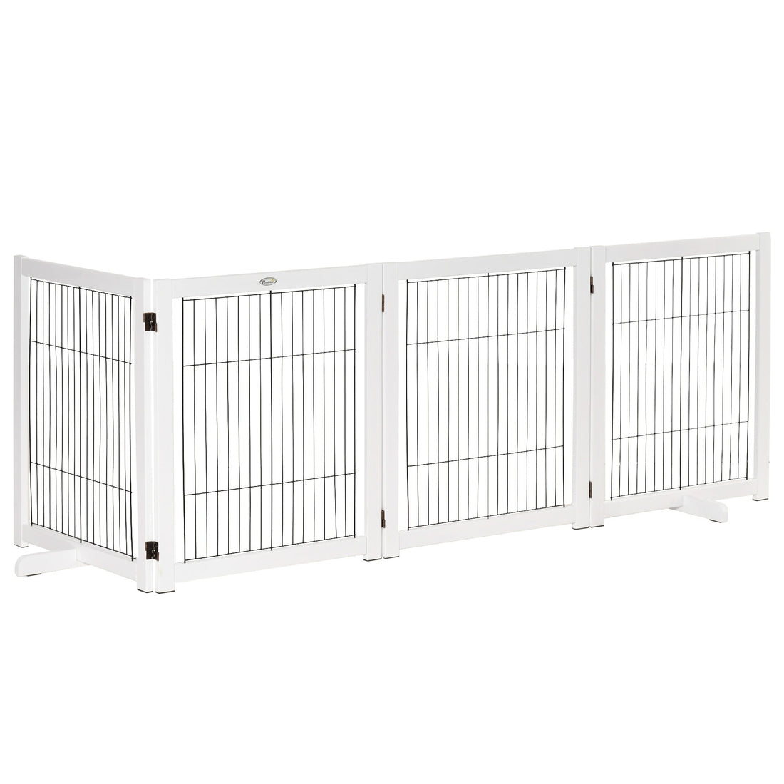 Freestanding Folding Pet Gate 4 Panels Dog Puppy Barrier with Support Feet
