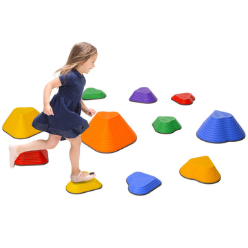 11-Piece Heart-Shaped Kids Balance Stepping Stones and Motor Skills, Multicoloured