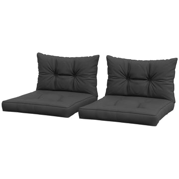 2-Piece Seat Cushions Back Pillows Replacement, Patio Chair Cushions Set for Indoor Outdoor, Charcoal Grey