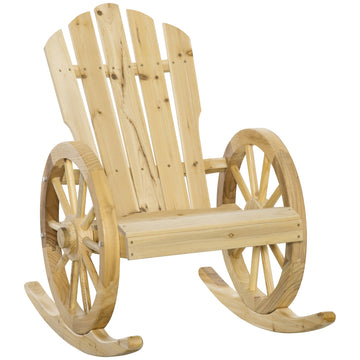 Wooden Adirondack Rocking Chair Reclining Armchair Outdoor Garden Furniture Patio Porch Rocker - Natural