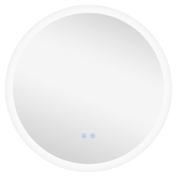 Round Bathroom Mirror with LED Lights, Wall-Mounted Dimmable Makeup Mirror with 3 Temperature Colours, Defogging Film, Memory Function, Hardwired, 60 x 60 cm