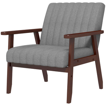 Mid Century Accent Chair, with Wooden Legs - Grey