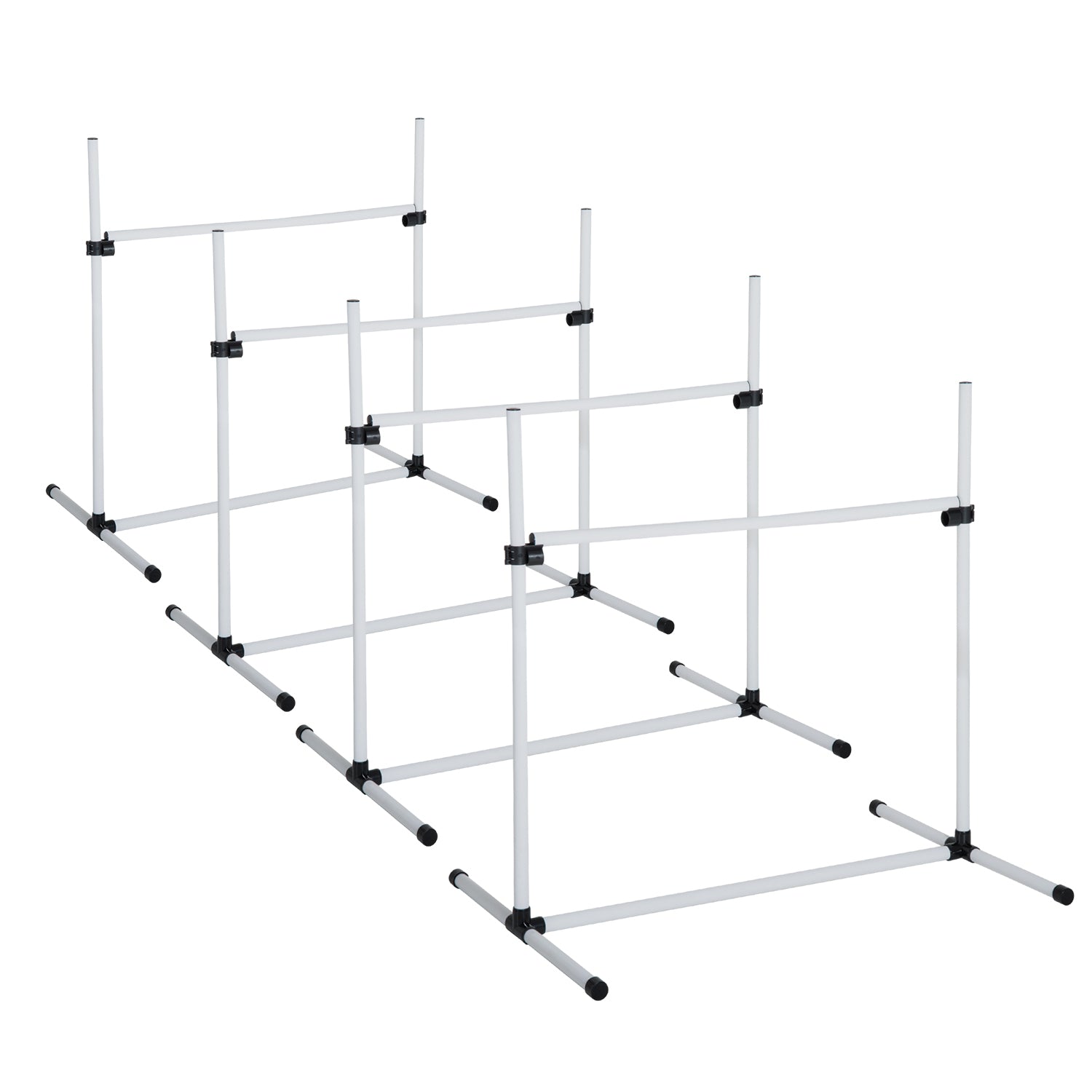 4 Pieces Dog Agility Training Equipment, Adjustable Height Jumps Hurdle with Carrying Bag for Outdoor, White