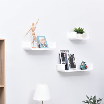 Floating Shelves, Set of 3 Wall Shelf, Shelves for Wall Invisible Mounting, Bedroom Living Room, White