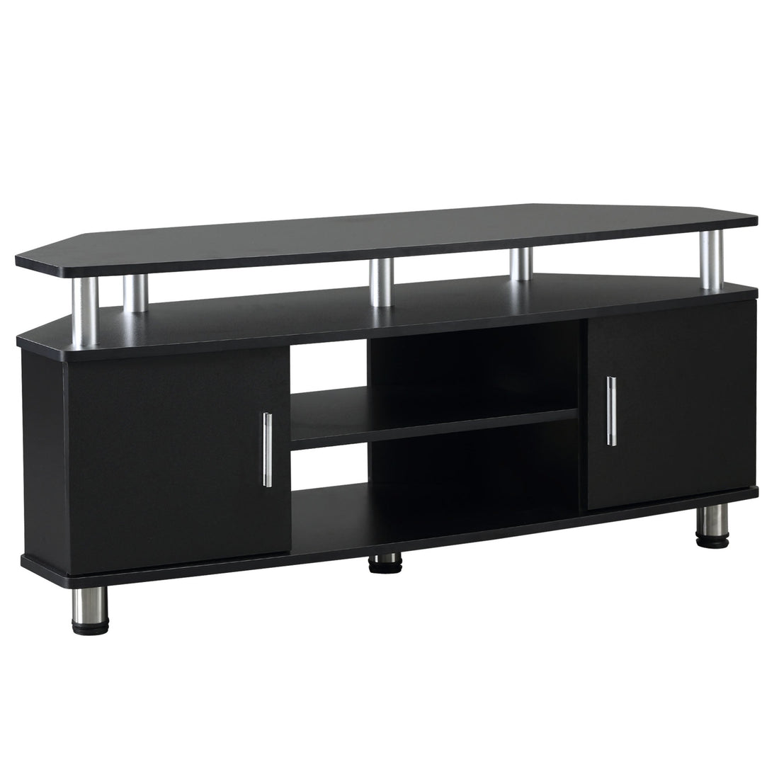 TV Unit Cabinet for TVs up to 55 Inches with Storage Shelves and Cupboard, Entertainment Centre for Living Room, Black