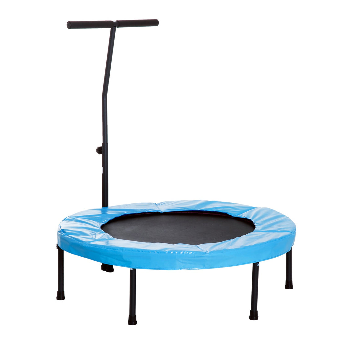 40'' Fitness Trampoline with Adjustable Handle, Rebounder Trampoline Mini Jumper for Indoor Exercise Workout, Support Up to 100kg, Blue