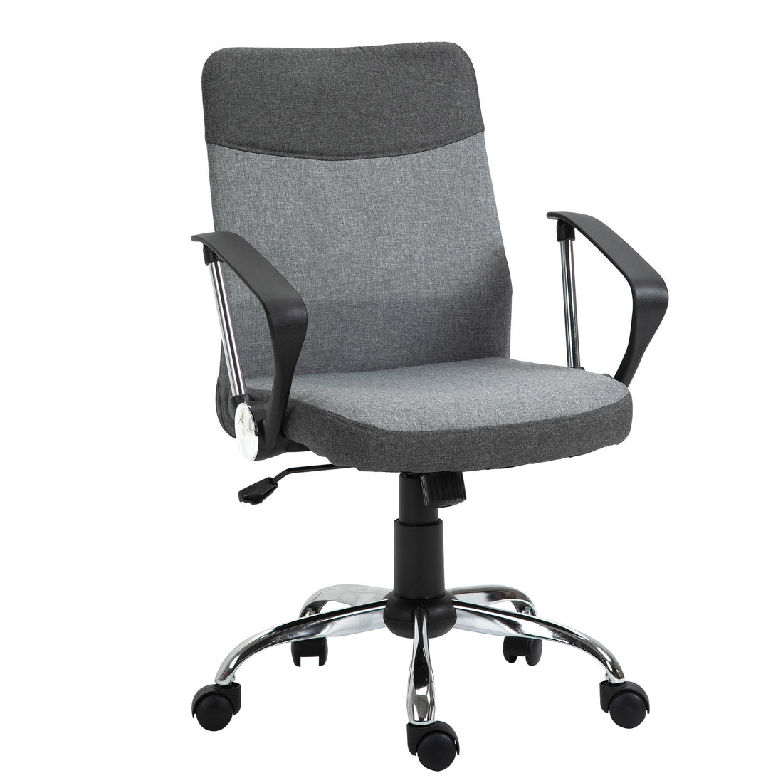 Office Chair Linen Fabric Swivel Computer Desk Chair Home Study Adjustable Chair with Wheels, Grey