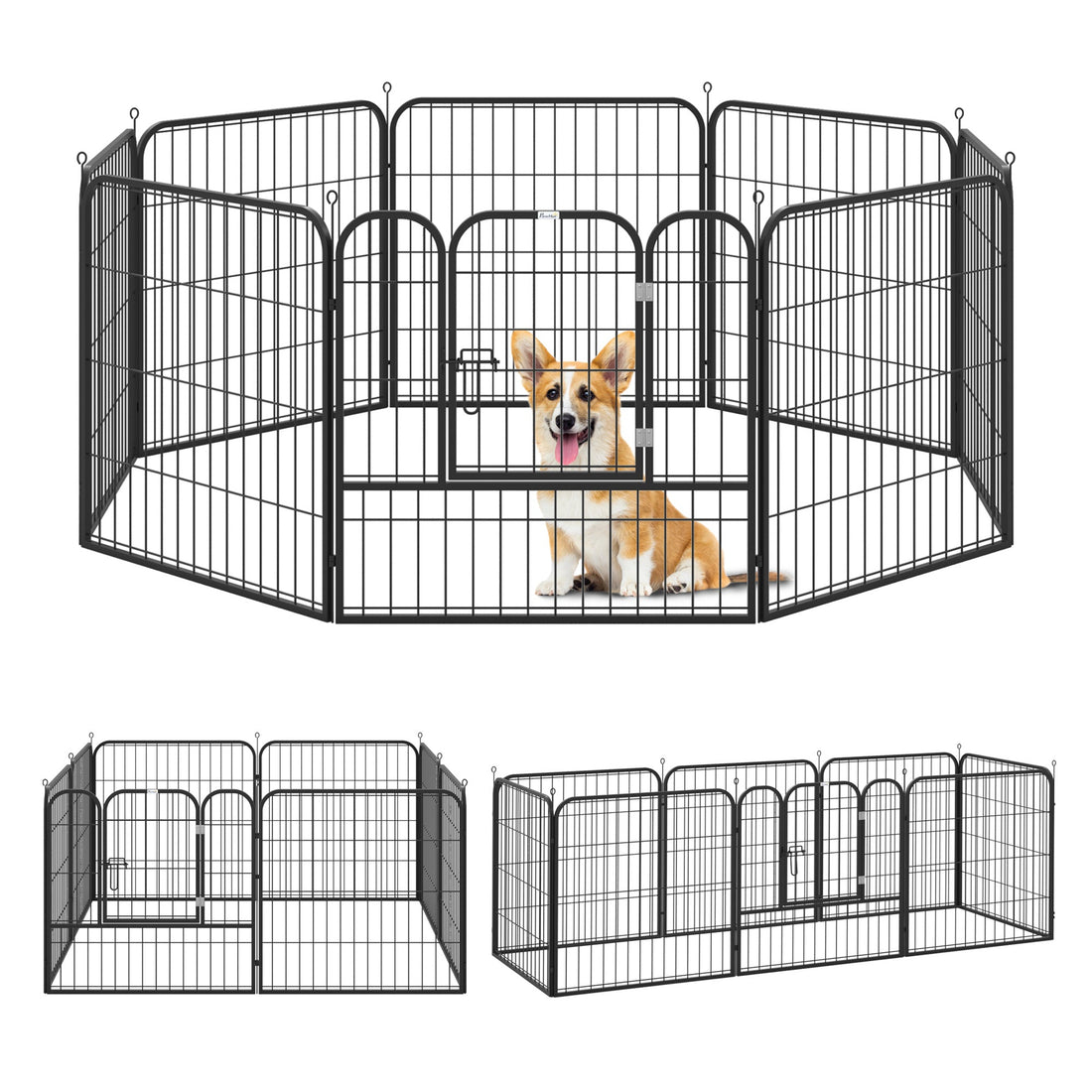8 Panels Heavy Duty Puppy Playpen, for Large, Medium Dogs, Indoor and Outdoor Use - Black