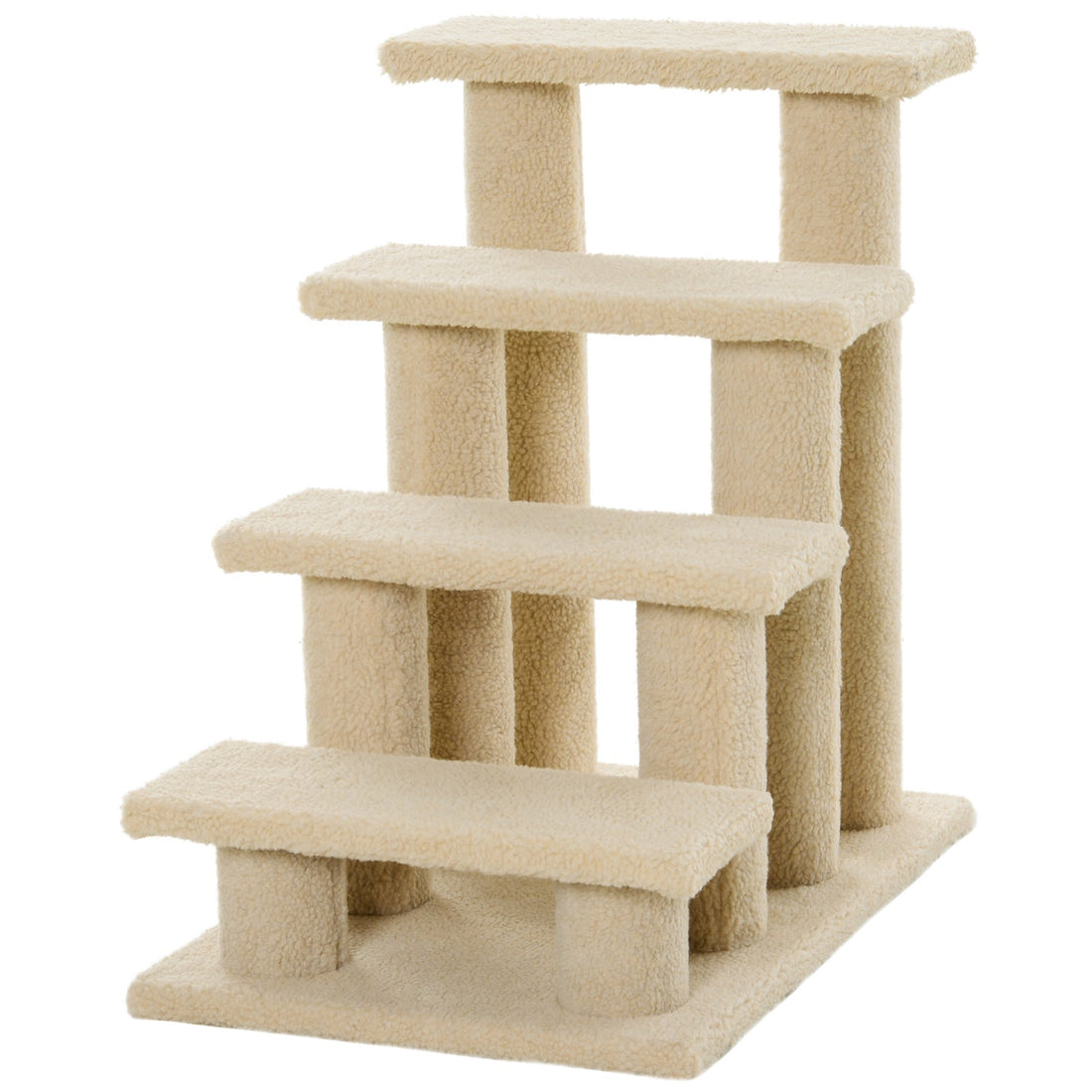 Dog Steps for Bed 4 Step Pet Stairs for Sofa Dog Cat Climb Ladder 63x43x60 cm Cream