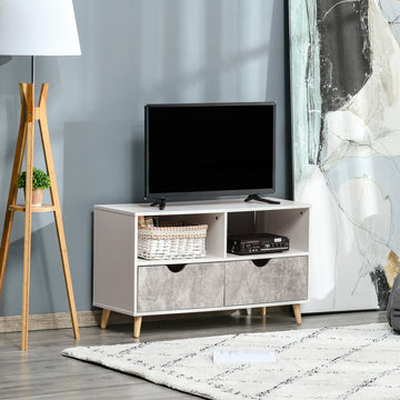 TV Stand Cabinet for TVs up to 42", Modern TV Unit with Shelf, Drawers and Storage Cabinet, Entertainment Center for Living Room, Grey